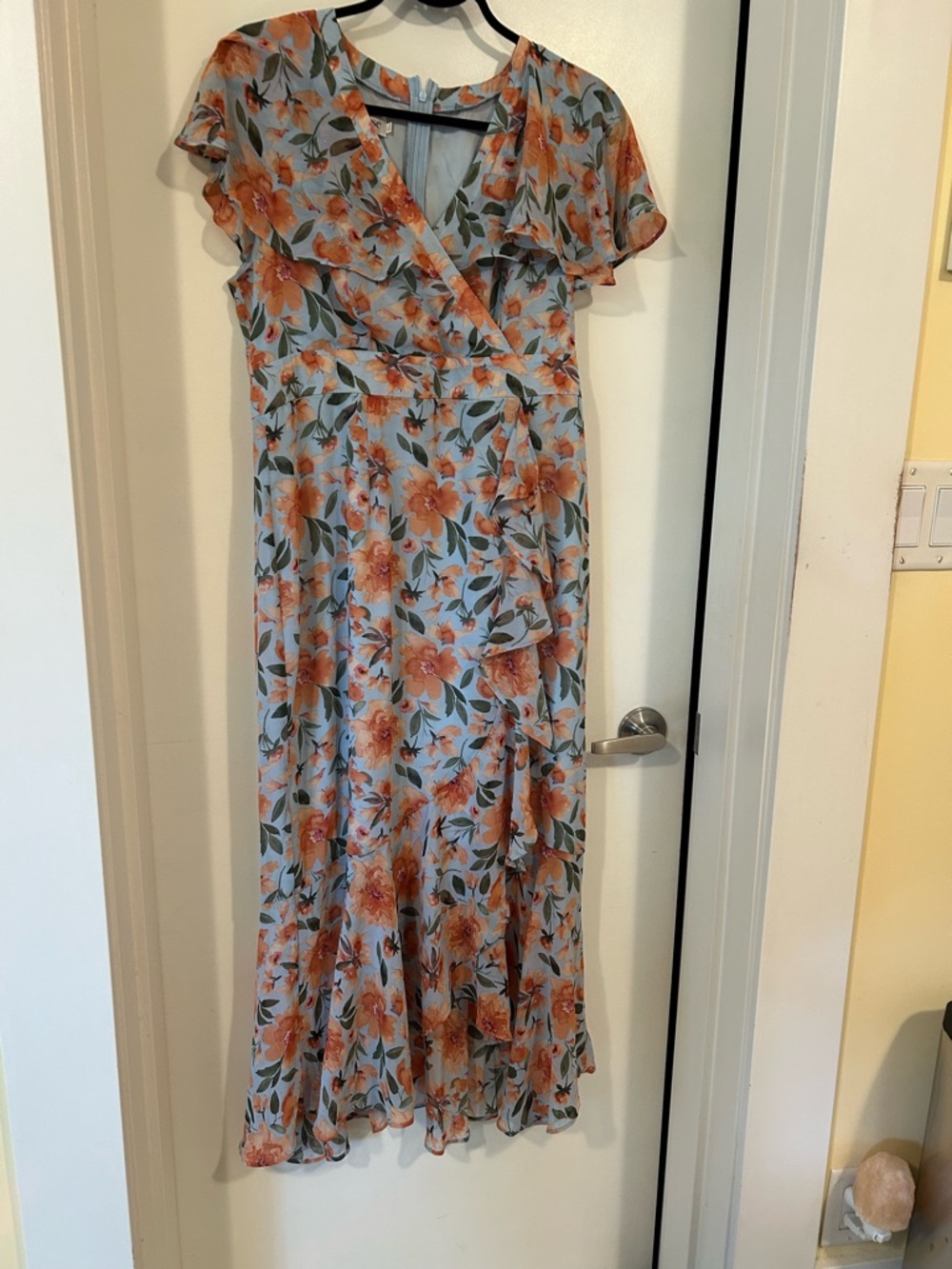JJs House Blue Maxi Dress with Orange Floral Print